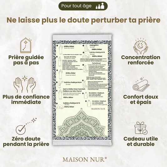 Tapis de prière avec guide intégré - Maison Nur